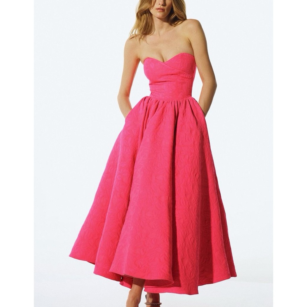 The New Arrivals by Ilkyaz Ozel Women's Pink Jo Strapless Quilted Cotton Maxi